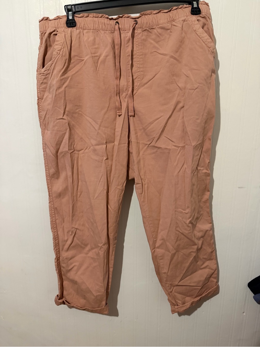Women Relaxed Capri Drawstring Pants - Dusty Rose